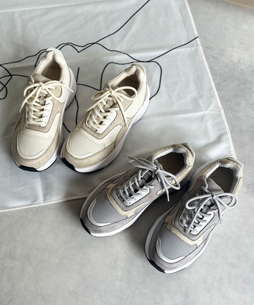 lus.（ラスドット）の「lus. カラーコンビダッドスニーカー（スニーカー・レディース・ベージュ/グレー・L/M/LL/S）」の3枚目の写真