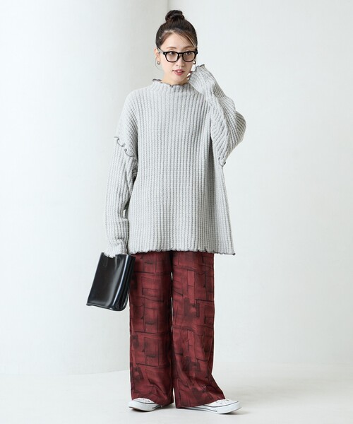 FREAK'S STORE（フリークスストア）の「限定展開　ヘビー ワッフル メロー ハイネック ニット（ニット/セーター・レディース・ブラック/ブルー/オリーブ/ナチュラル/グレー・ﾌﾘ-）」の8枚目の写真