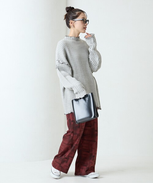 FREAK'S STORE（フリークスストア）の「限定展開　ヘビー ワッフル メロー ハイネック ニット（ニット/セーター・レディース・ブラック/ブルー/オリーブ/ナチュラル/グレー・ﾌﾘ-）」の9枚目の写真