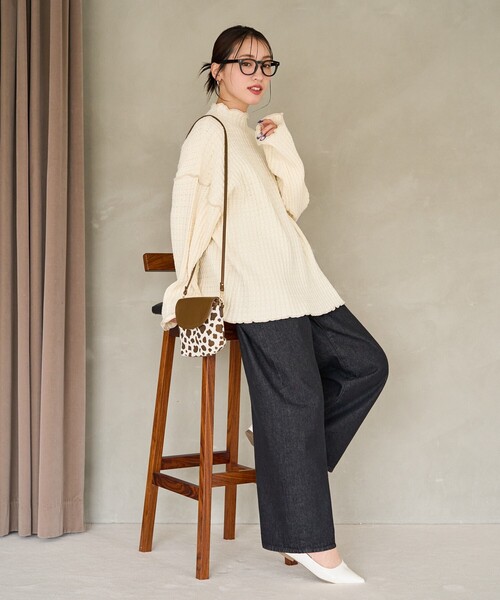 FREAK'S STORE（フリークスストア）の「限定展開　ヘビー ワッフル メロー ハイネック ニット（ニット/セーター・レディース・ブラック/ブルー/オリーブ/ナチュラル/グレー・ﾌﾘ-）」の18枚目の写真