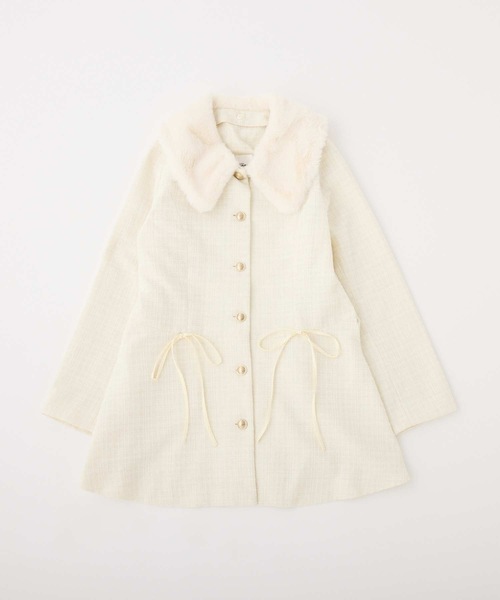 NICE CLAUP 【plume】フェイクファーリボンコート NICE CLAUP plumeフェイクファーリボンコート