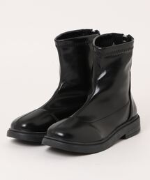 バックファスナーローヒール裏起毛ブーツ
