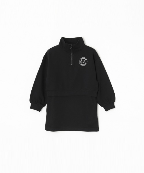 coca（coca）（コカ）の「キッズ ハーフジップ スウェットワンピース（ワンピース・キッズ・ライトグレー/ブラック・120/150/130/140）」の4枚目の写真