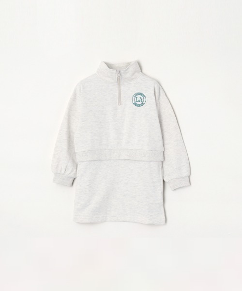 coca（coca）（コカ）の「キッズ ハーフジップ スウェットワンピース（ワンピース・キッズ・ライトグレー/ブラック・120/150/130/140）」の3枚目の写真