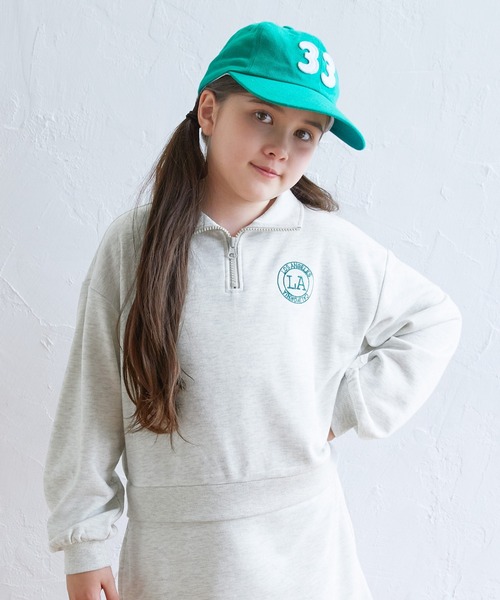 coca（coca）（コカ）の「キッズ ハーフジップ スウェットワンピース（ワンピース・キッズ・ライトグレー/ブラック・120/150/130/140）」の6枚目の写真