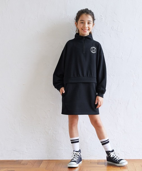 セール】キッズ ハーフジップ スウェットワンピース（ワンピース