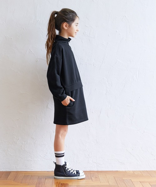 coca（coca）（コカ）の「キッズ ハーフジップ スウェットワンピース（ワンピース・キッズ・ライトグレー/ブラック・120/150/130/140）」の17枚目の写真