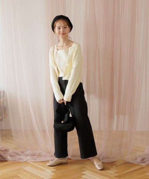 flower（フラワー）の「ケーブルアンサンブルニット（ニット/セーター・レディース・レッド/アイボリー・FREE）」の7枚目の写真