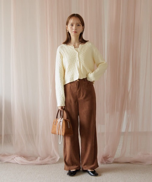 flower（フラワー）の「ケーブルアンサンブルニット（ニット/セーター・レディース・レッド/アイボリー・FREE）」の11枚目の写真