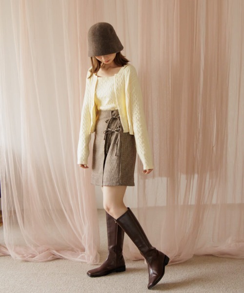 flower（フラワー）の「ケーブルアンサンブルニット（ニット/セーター・レディース・レッド/アイボリー・FREE）」の14枚目の写真