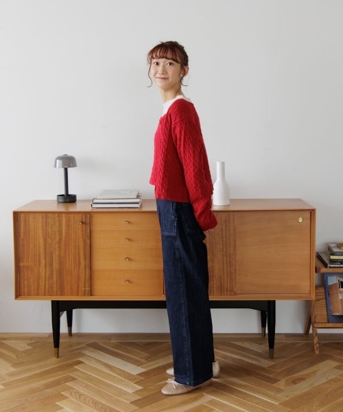 flower（フラワー）の「ケーブルアンサンブルニット（ニット/セーター・レディース・レッド/アイボリー・FREE）」の16枚目の写真