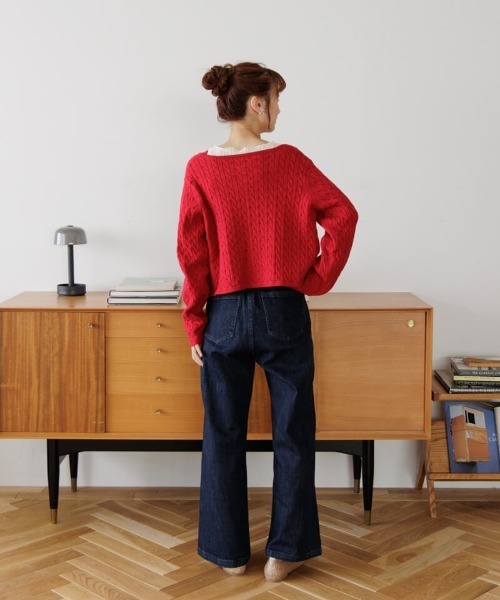 flower（フラワー）の「ケーブルアンサンブルニット（ニット/セーター・レディース・レッド/アイボリー・FREE）」の17枚目の写真