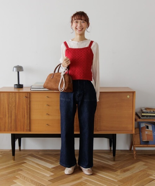 flower（フラワー）の「ケーブルアンサンブルニット（ニット/セーター・レディース・レッド/アイボリー・FREE）」の18枚目の写真