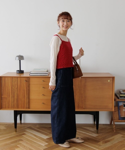 flower（フラワー）の「ケーブルアンサンブルニット（ニット/セーター・レディース・レッド/アイボリー・FREE）」の19枚目の写真