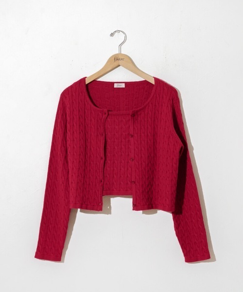 flower（フラワー）の「ケーブルアンサンブルニット（ニット/セーター・レディース・レッド/アイボリー・FREE）」の22枚目の写真