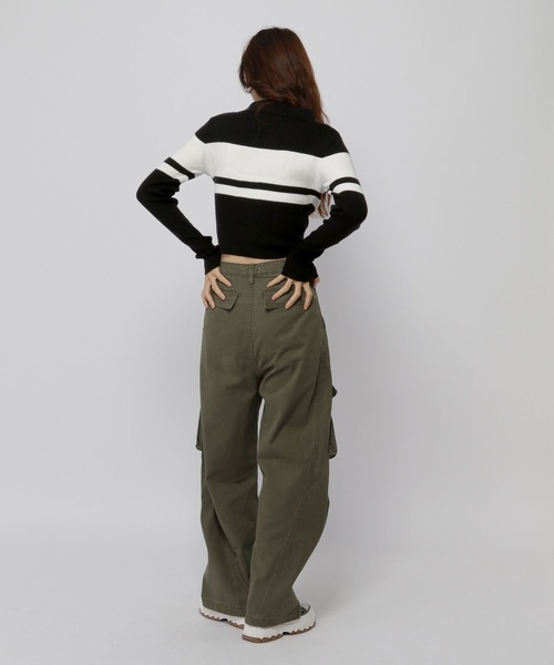 3.3 Field Trip （3.3フィールドトリップ）の「3.3 Field Trip／ボーダーZIPニット（カーディガン/ボレロ・レディース・ホワイト/ブラウン/ブラック・FREE）」の21枚目の写真