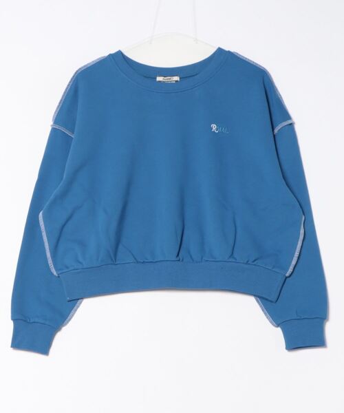 【セール】CREW/ROIAL(ロイアル)ドロップショルダーシルエットワンポイントブランドロゴショート丈スウェット（スウェット）｜roial（ロイアル）