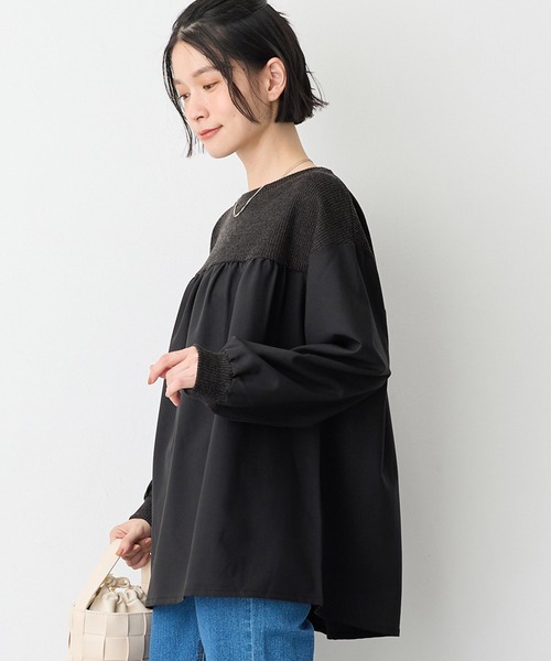 Viola e Viola(ヴィオラエヴィオラ)の「アゼ編み風裏起毛 異素材切替プルオーバー(Tシャツ/カットソー・レディース・チャコール/ブルー・3L/LL/L/M)」の17枚目の写真