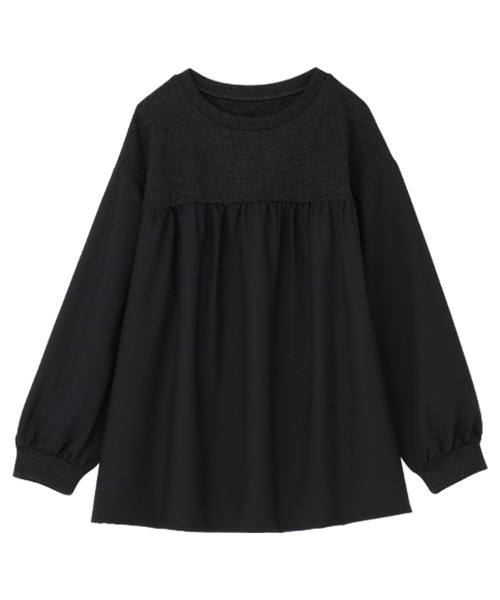 Viola e Viola(ヴィオラエヴィオラ)の「アゼ編み風裏起毛 異素材切替プルオーバー(Tシャツ/カットソー・レディース・チャコール/ブルー・3L/LL/L/M)」の13枚目の写真