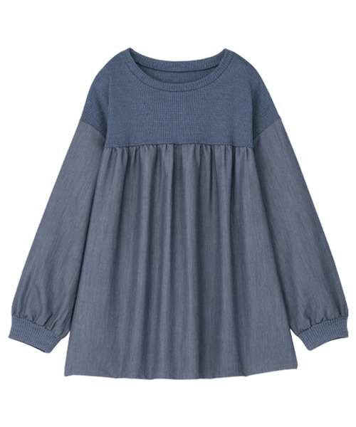 Viola e Viola(ヴィオラエヴィオラ)の「アゼ編み風裏起毛 異素材切替プルオーバー(Tシャツ/カットソー・レディース・チャコール/ブルー・3L/LL/L/M)」の14枚目の写真