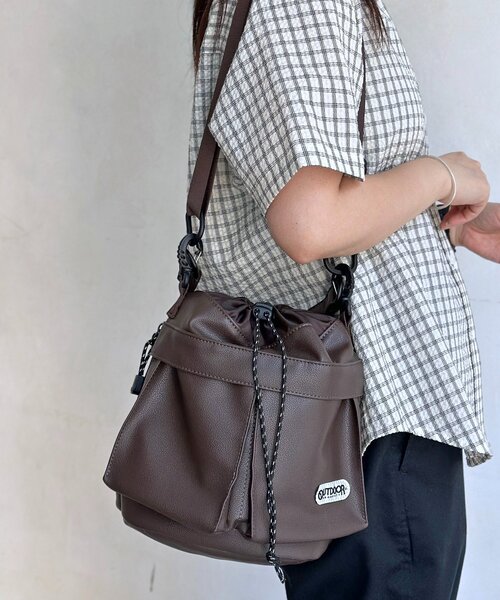 【美品】OUTDOOR PRODUCTS CPCM 巾着ショルダーバッグ OUTDOOR PRODUCTS】巾着ショルダー（ショルダーバッグ
