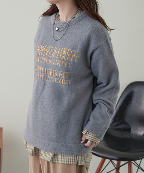 NUNIFE(ユニフィー)の「【UNISEX】《さやべびコラボ》フェザーモールロゴプルオーバー(ニット/セーター・レディース・マスタード/グリーン/ネイビー/ライトグレー・FREE)」の19枚目の写真