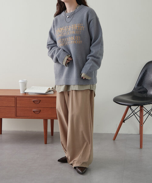NUNIFE(ユニフィー)の「【UNISEX】《さやべびコラボ》フェザーモールロゴプルオーバー(ニット/セーター・レディース・マスタード/グリーン/ネイビー/ライトグレー・FREE)」の22枚目の写真
