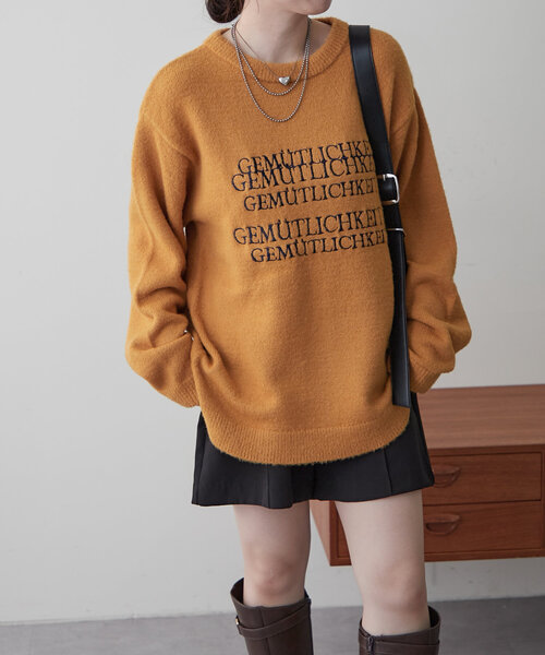 NUNIFE(ユニフィー)の「【UNISEX】《さやべびコラボ》フェザーモールロゴプルオーバー(ニット/セーター・レディース・マスタード/グリーン/ネイビー/ライトグレー・FREE)」の12枚目の写真