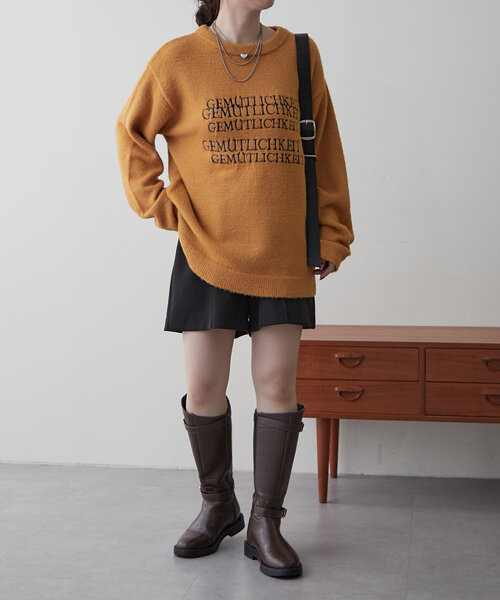 NUNIFE(ユニフィー)の「【UNISEX】《さやべびコラボ》フェザーモールロゴプルオーバー(ニット/セーター・レディース・マスタード/グリーン/ネイビー/ライトグレー・FREE)」の15枚目の写真