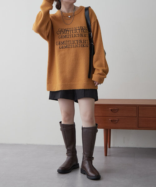 NUNIFE(ユニフィー)の「【UNISEX】《さやべびコラボ》フェザーモールロゴプルオーバー(ニット/セーター・レディース・マスタード/グリーン/ネイビー/ライトグレー・FREE)」の16枚目の写真