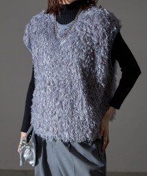 each | ロングシャギークロップドタンクベスト(ベスト)