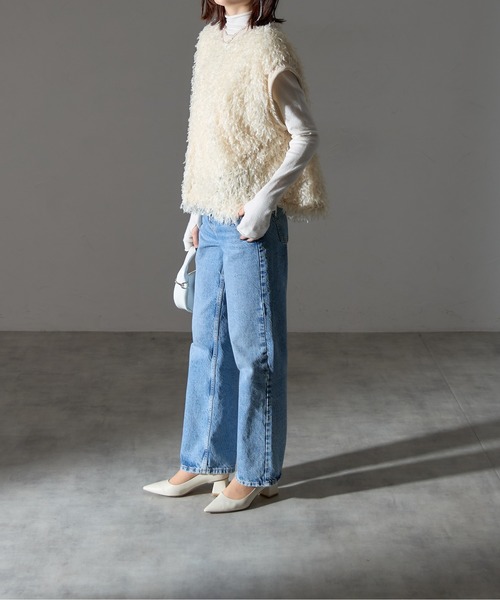 each（イーチ）の「ロングシャギークロップドタンクベスト（ベスト・レディース・アイボリー/ブラック/グレー・FREE）」の21枚目の写真