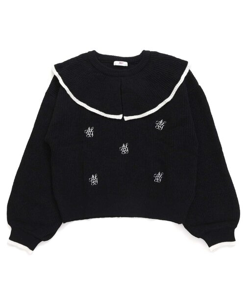 algy（アルジー）の「ビッグフリル衿ニット（ニット/セーター・キッズ・ブラック/ブルー/オフホワイト・SMALL/MEDIUM/X-SMALL/XX-SMALL）」の2枚目の写真