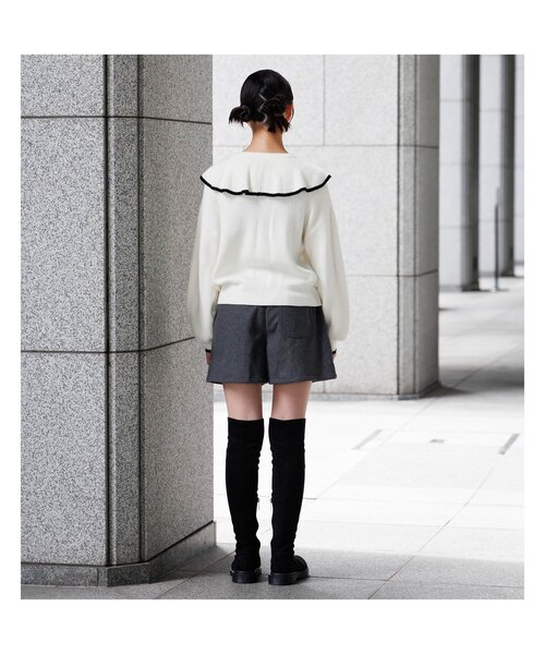 algy（アルジー）の「ビッグフリル衿ニット（ニット/セーター・キッズ・ブラック/ブルー/オフホワイト・SMALL/MEDIUM/X-SMALL/XX-SMALL）」の8枚目の写真