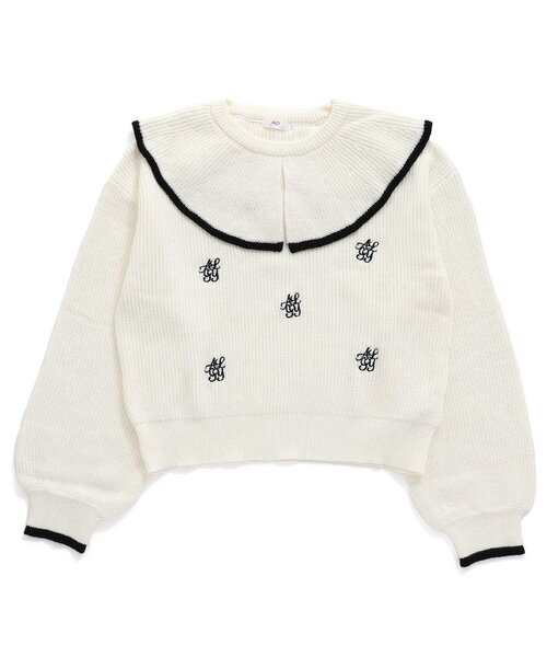 algy（アルジー）の「ビッグフリル衿ニット（ニット/セーター・キッズ・ブラック/ブルー/オフホワイト・SMALL/MEDIUM/X-SMALL/XX-SMALL）」の14枚目の写真