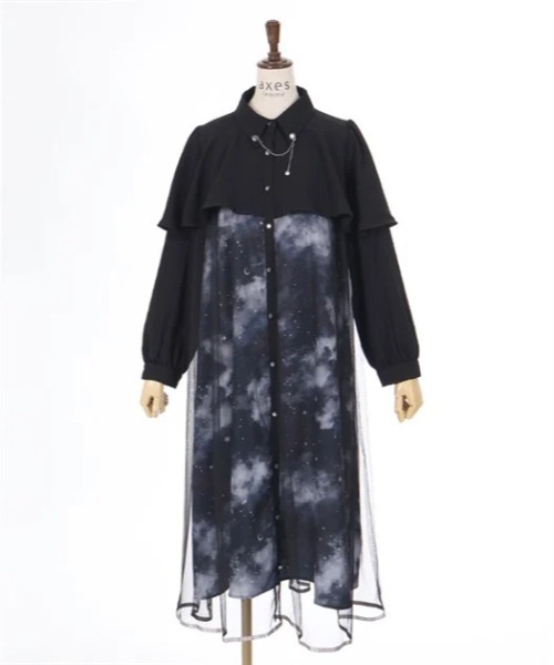 完売品　axes femme テレスコーププリントケープ風ワンピース　ゴシック axes femme（アクシーズファム）の「テレスコーププリントケープ風