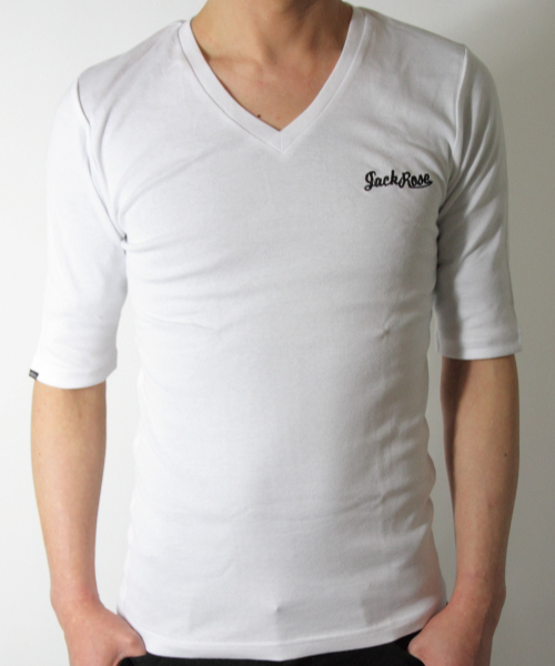 JACKROSE（ジャックローズ）の「【超長綿】Vネック５分袖Tシャツ（Tシャツ/カットソー・メンズ・グレー/ブラック/ワイン/ホワイト・M/L/XL）」の15枚目の写真