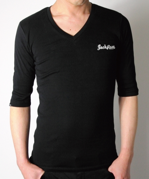 JACKROSE（ジャックローズ）の「【超長綿】Vネック５分袖Tシャツ（Tシャツ/カットソー・メンズ・グレー/ブラック/ワイン/ホワイト・M/L/XL）」の16枚目の写真