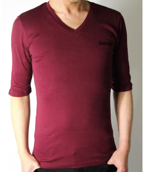 JACKROSE（ジャックローズ）の「【超長綿】Vネック５分袖Tシャツ（Tシャツ/カットソー・メンズ・グレー/ブラック/ワイン/ホワイト・M/L/XL）」の18枚目の写真
