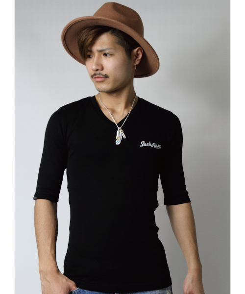 JACKROSE（ジャックローズ）の「【超長綿】Vネック５分袖Tシャツ（Tシャツ/カットソー・メンズ・グレー/ブラック/ワイン/ホワイト・M/L/XL）」の19枚目の写真