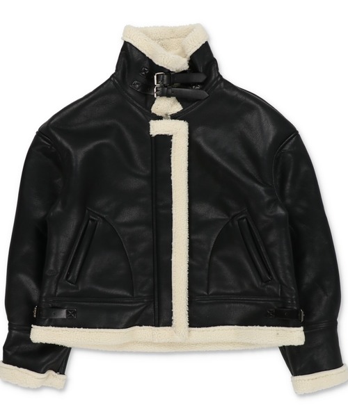 SPINNS（スピンズ）の「美シルエット 裏ボア合皮ムートンジャケット（ムートンコート・レディース・ブラウン/ブラック・ONESIZE）」の10枚目の写真