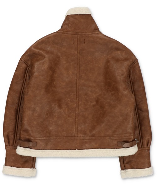 SPINNS（スピンズ）の「美シルエット 裏ボア合皮ムートンジャケット（ムートンコート・レディース・ブラウン/ブラック・ONESIZE）」の8枚目の写真