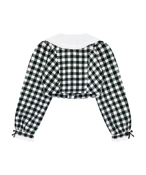 ハニーシナモン パールリボンギンガムセットアップ グレー