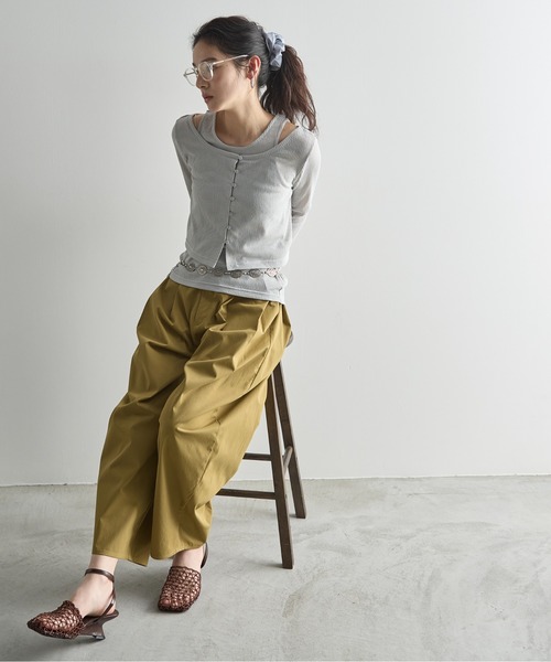 THE YOn（ザヨン）の「ツイルタックコクーンバレルパンツ（チノパンツ・レディース・ピンク/アイボリー/オリーブ/ブラック/ブラウン・FREE）」の19枚目の写真