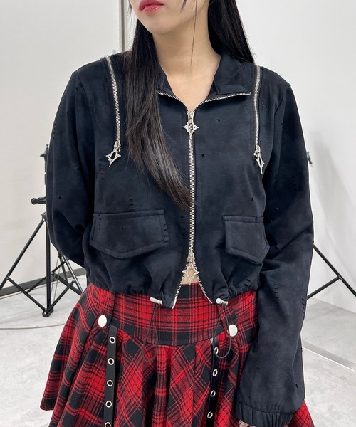 セール】クロップドショルダーZIPブルゾン（ブルゾン