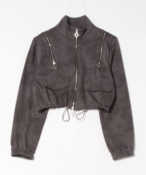 Figments（フィグメンツ）の「クロップドショルダーZIPブルゾン（ブルゾン・レディース・グレー/ブラック・FREE）」の22枚目の写真