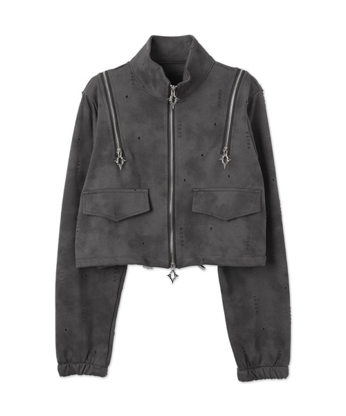 Figments（フィグメンツ）の「クロップドショルダーZIPブルゾン（ブルゾン・レディース・グレー/ブラック・FREE）」の12枚目の写真