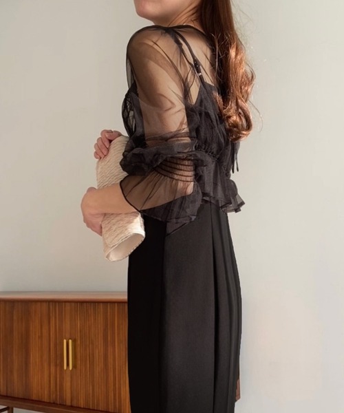 セール】チュールトップス+キャミワンピースセット（ワンピース