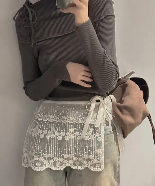 SpRay（スプレイ）の「チュールレースラップミニスカート（スカート・レディース・ホワイト・FREE）」の8枚目の写真