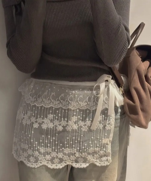 SpRay（スプレイ）の「チュールレースラップミニスカート（スカート・レディース・ホワイト・FREE）」の4枚目の写真